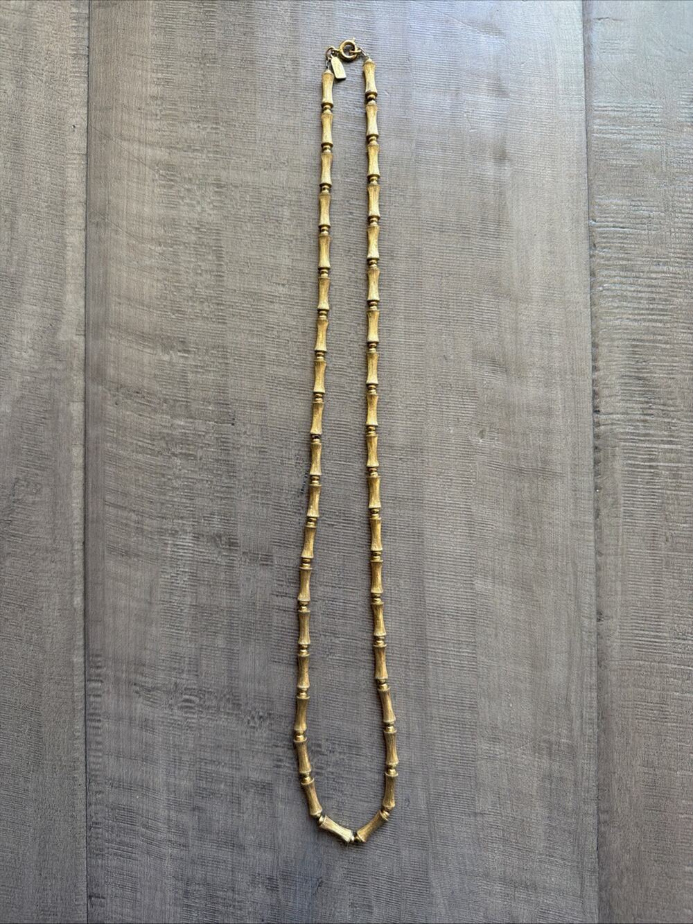 Delicate Gold Tone Chain Necklace Rod Bar Vintage Signed Direction One 24"